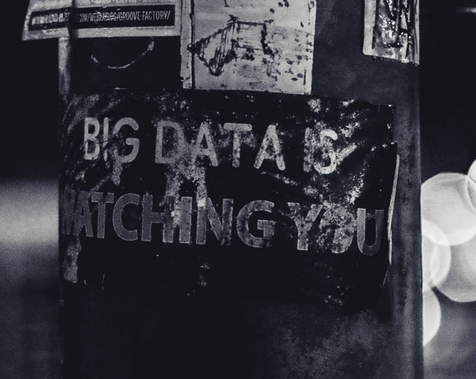 Big Data is Watching You sticker on light pole