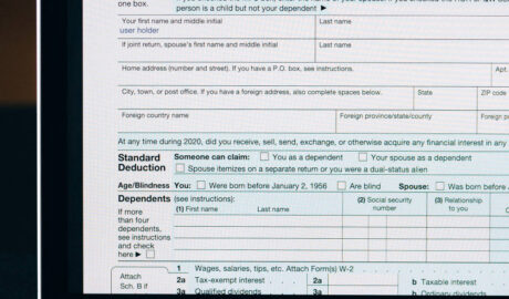 US tax form on laptop screen