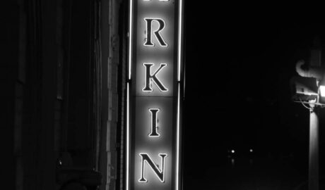 parking sign black and white