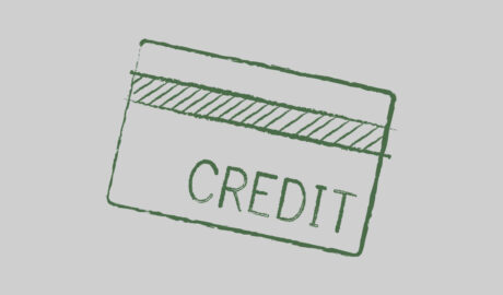 line drawing of credit card in green