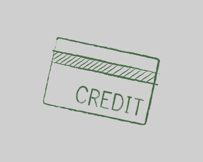 line drawing of credit card in green