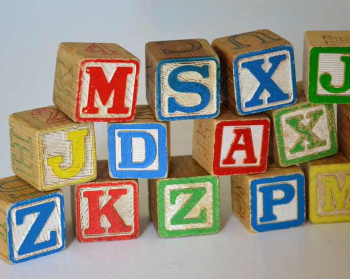 stack of old wooden letter blocks