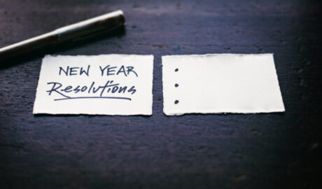 paper with New Year Resolutions written on it