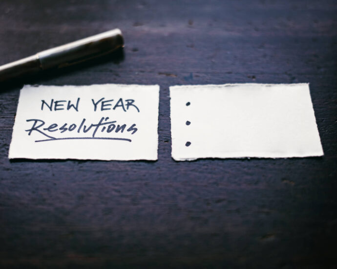 paper with New Year Resolutions written on it