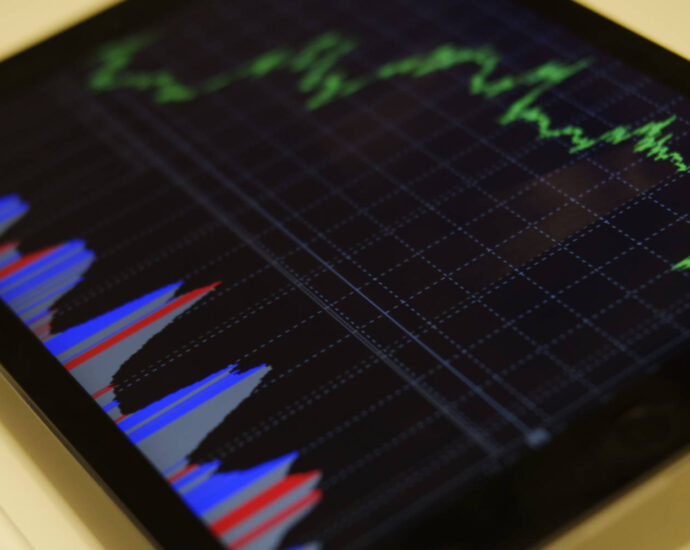 tablet screen showing financial chart