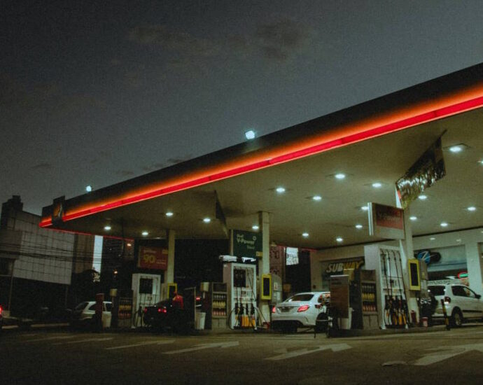 gas station at night